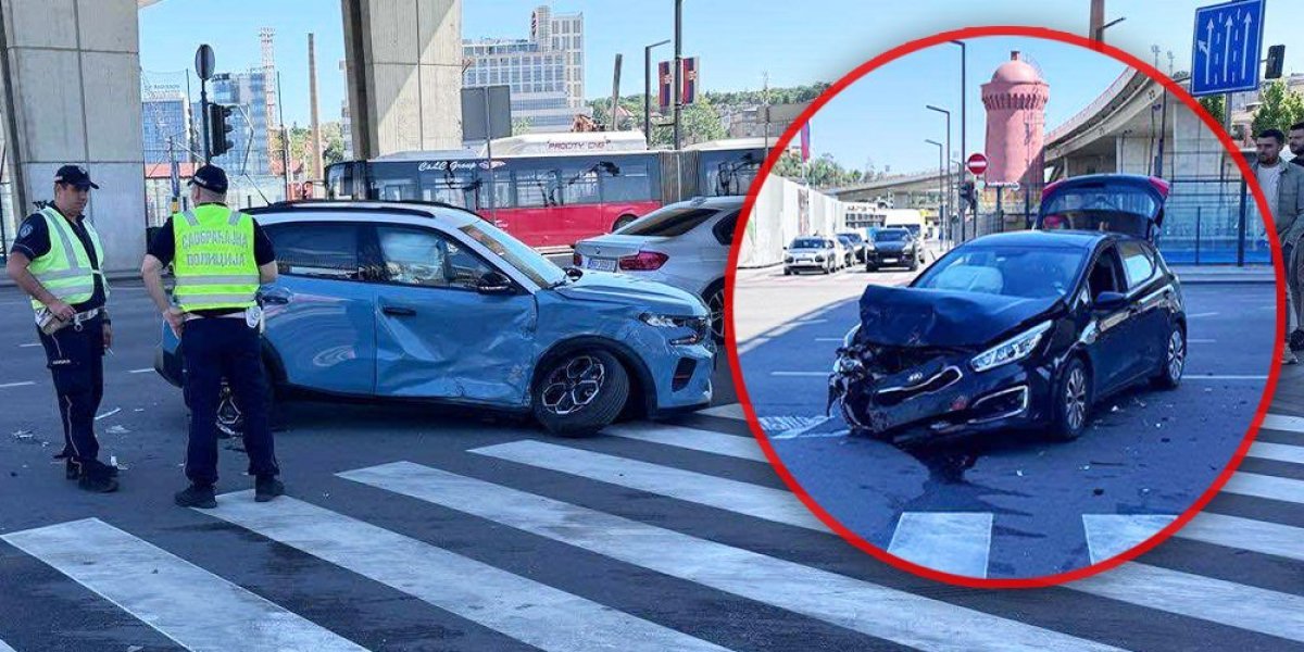 Sudar u Beogradu na vodi! Delovi kola rasuti po putu! (FOTO)