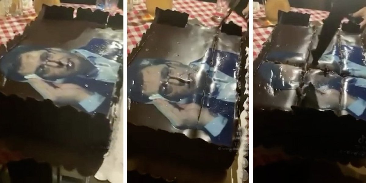 Totalna bolest mozga! Umobolnici sekli tortu sa likom Aleksandra Vučića pa zabili nož posred lica! (VIDEO)