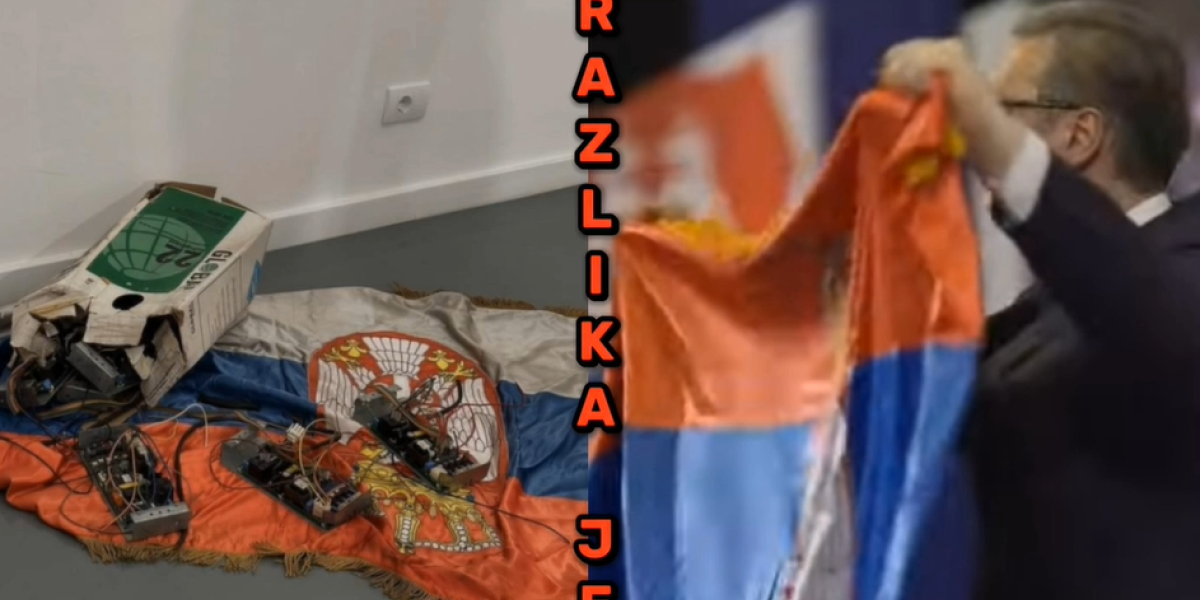 Razlika kao nebo i zemlja! Blokaderi gaze, cepaju i skrnave trobojku, Vučić je ljubi, čuva i ponosno pokazuje celom svetu! (VIDEO)