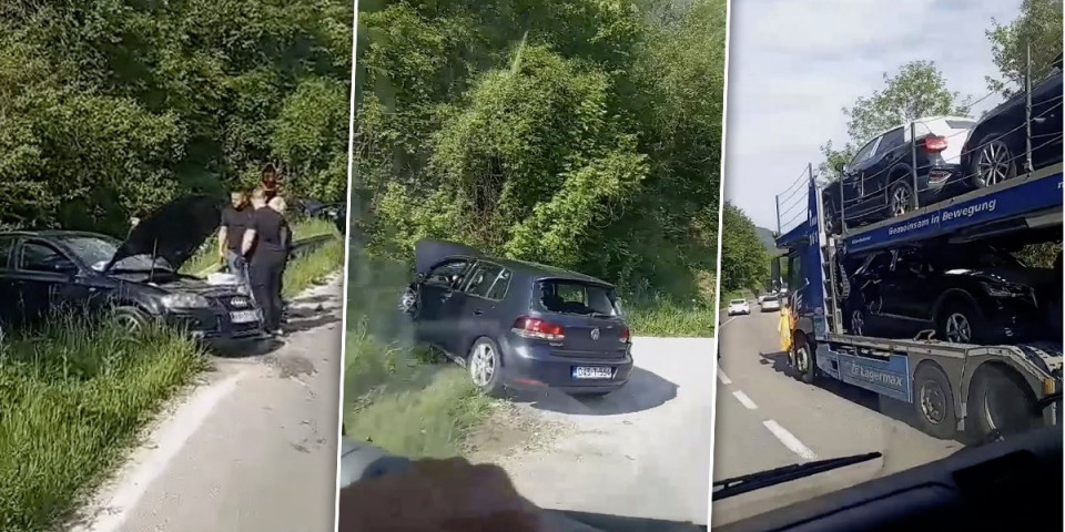Stravična nesreća kod Nove Varoši! Lančani sudar 2 automobila i 2 šlepera, delovi razbacani svuda po putu (VIDEO)