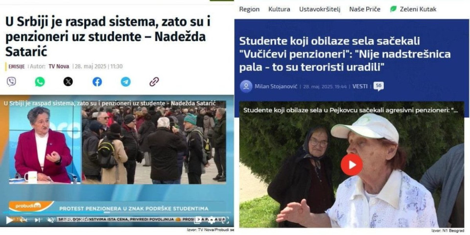 Mrzitelji se potpuno pogubili: Prepodne - Penzioneri su uz studente, uveče - Vučićevi penzioneri