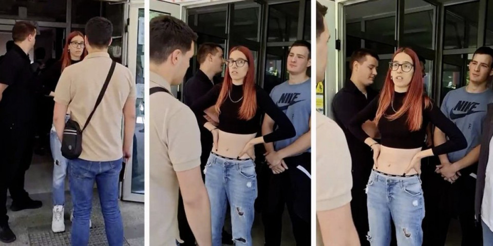 Šokantan snimak iz Novog Sada: Tuc muc blokaderka golog stomaka zabranila najboljem studentu da uđe na FTN (VIDEO)