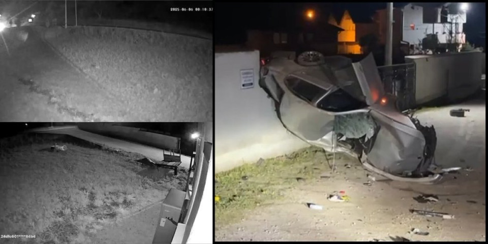 Užasan snimak saobraćajke kod Novog Pazara: Trkali se pa se u punoj brzini zakucali u zid i betonski stub (UZNEMIRUJUĆI VIDEO)