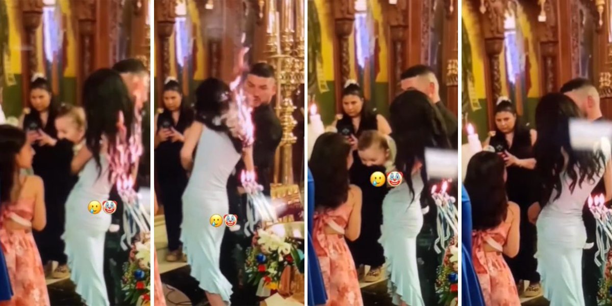 O vatrenoj kumi priča ceo region: Tokom krštenja se približila sveći, pa duga kosa otišla k'o mast u propast (VIDEO)