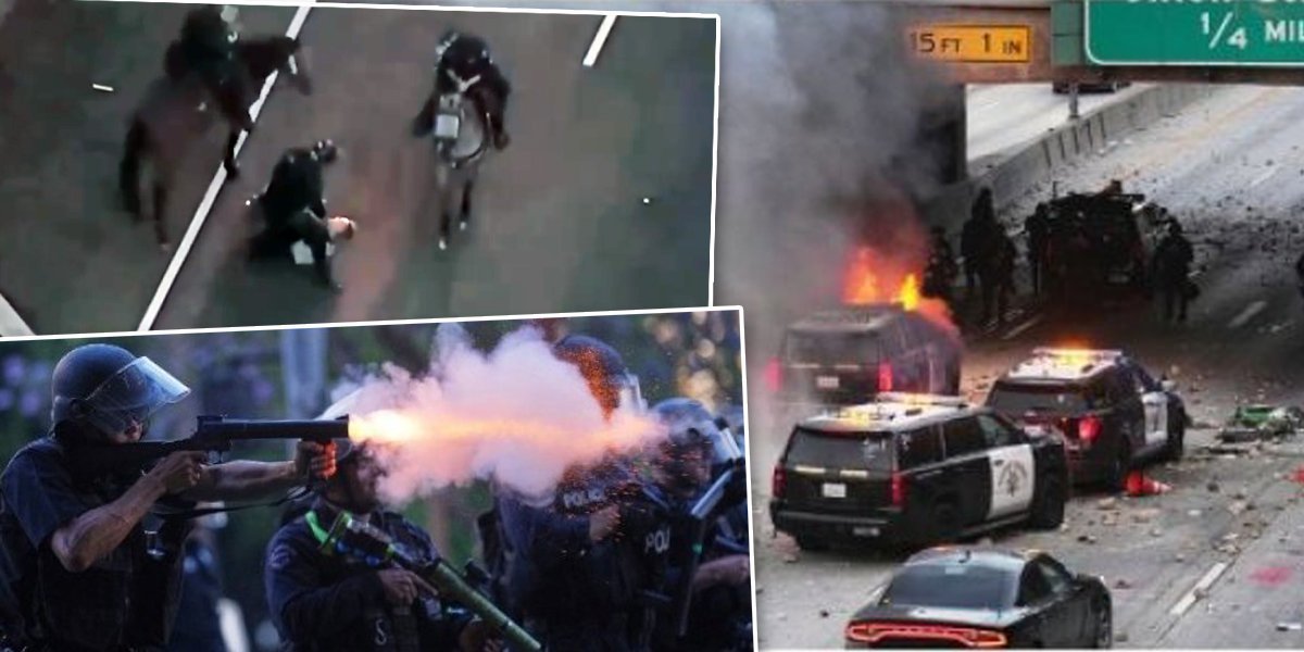 Tako je to u demokratskoj Americi! Policija blokadere gazi konjima i tuče, nema tolerisanja! (VIDEO)