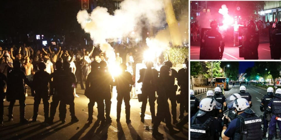 Ovo je prava slika razbojnika! Blokaderi na Vidovdan bacali kamenice i flaše, udarali štanglama policiju... (FOTO/VIDEO)