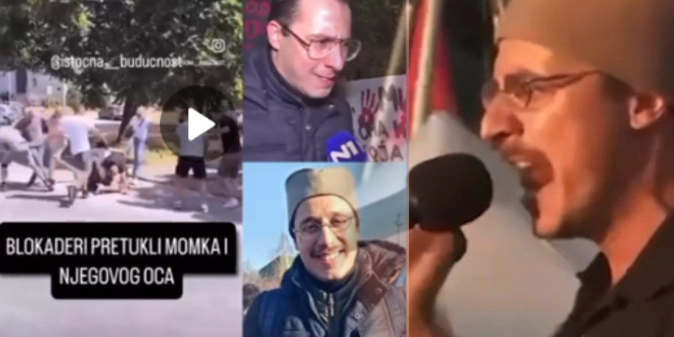 (VIDEO) Šok snimak: Blokader koji je govorio na vidovdanskom protestu zverski šutira momka u glavu!