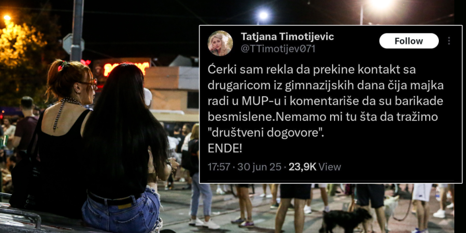 Vrhunac blokaderskog ludila: Blokaderka zabranila ćerki da se druži sa drugaricom čija majka radi u MUP