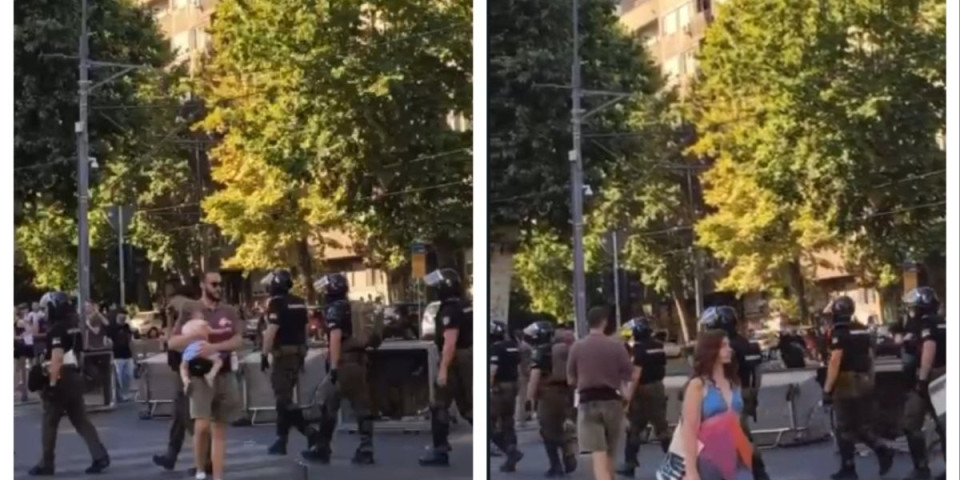 (VIDEO) Metastaza ludila: Blokader sa bebom u naručju protestuje u Beogradu