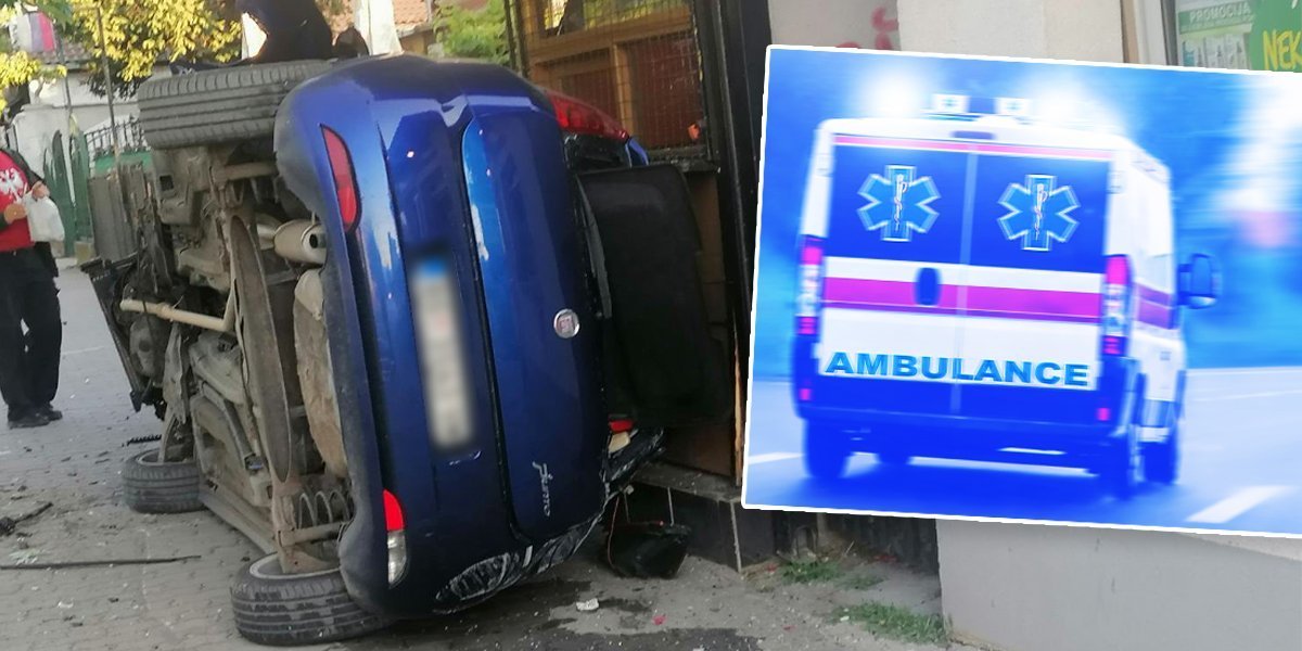 Udario u stub i prevrnuo se na bok: Saobraćajna nezgoda u Kragujevcu (FOTO)