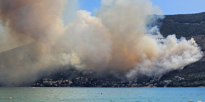 Na planini Orjen u Crnoj Gori iznad Njivica, buknuo je požar koji je velikom brzinom počeo da se širi.