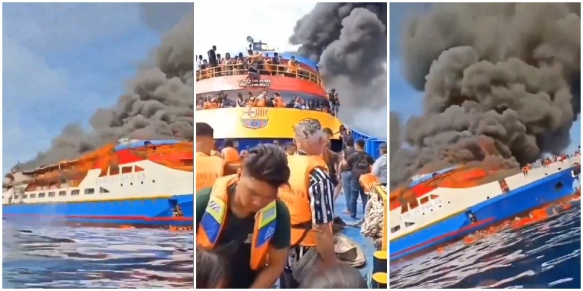 Vatra guta trajekt, ljudi u panici skaču u more! Strašni prizori kod obala Indonezije, ima mrtvih! (VIDEO)