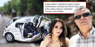 Otac Jelene R. (22), koja je poginula 26. jula u stravičnoj saobraćajnoj nesreći koja se dogodila na putu Bileća-Trebinje zajedno sa svojom najboljom drugaricom Bojanom Ć. (22)  napisao je tužnu poruku na društvenim mrežama.