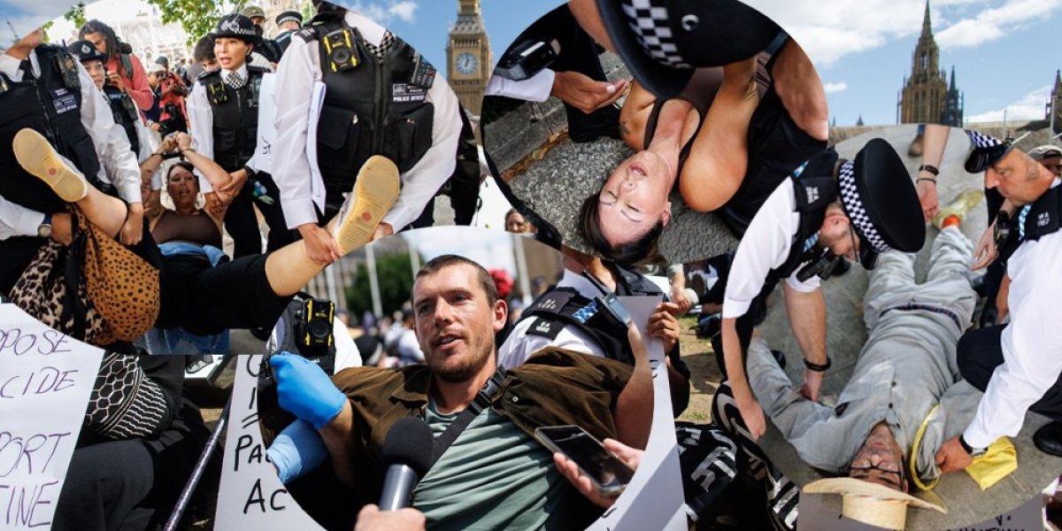 (VIDEO) Ovako Britanci mlate demonstrante, uhapsili i staricu od 90 godina: Licemernoj tajkunskoj Novoj S su ovi prizori sasvim normalni