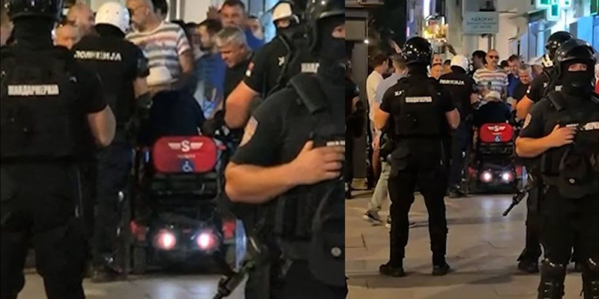 Dve slike Srbije! Dok građani intoniraju srpsku himnu, blokaderi ne daju čoveku koji je u kolicima da prođe (VIDEO)