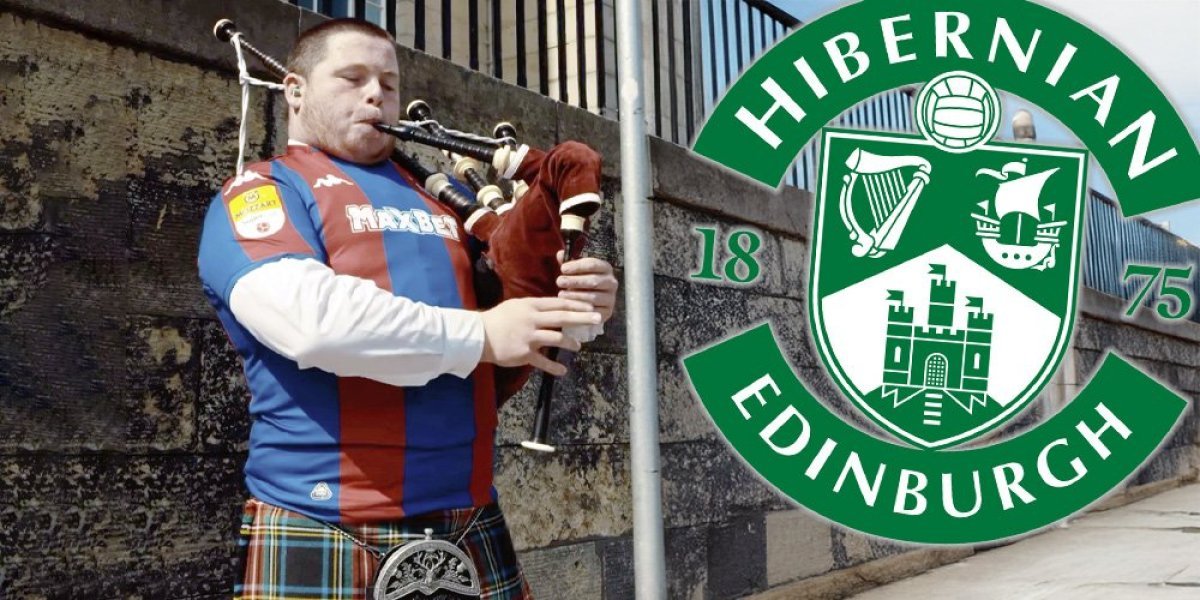 Škoti, kapa dole: Navijač Hibernijana u dresu Partizana i sa gajdama dočekao crno-bele (VIDEO)