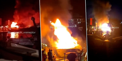 Vatrogasci i policija intervenišu u budvanskoj marini gde je izbio požar na jahti.