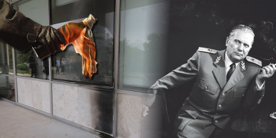 Muškarac G.M. (46) uhapšen je jer je jutros oko 6 časova bacio molotovljev koktel na ''Kuću cveća'' u Beogradu.