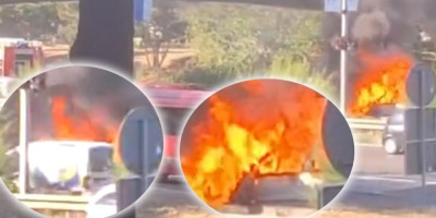 Na auto-putu kod Arene gori automobil.