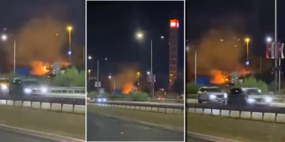 Veliki požar buknuo je večeras kod Sava centra u Beogradu.