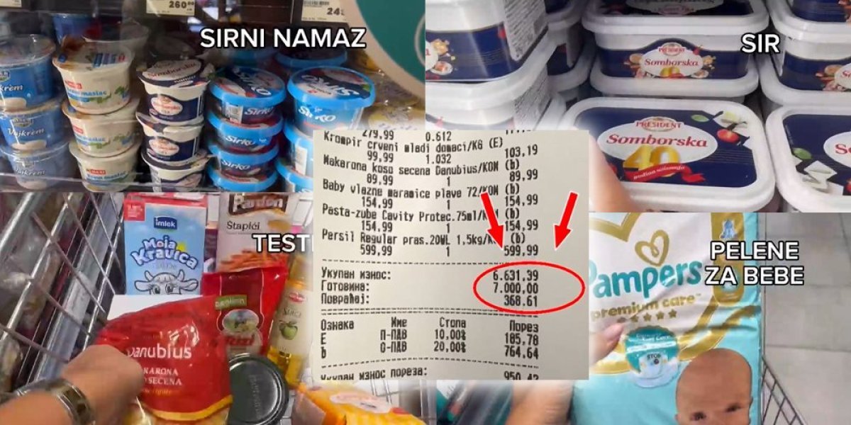 Završena još jedna kupovina namirnica: Za 5.000 dinara napunili korpu, šta li će tek biti nakon novih mera (FOTO)