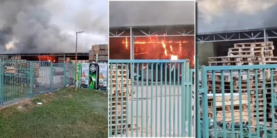 Veliki požar buknuo je danas u za sada nepoznatom magacinu robe u Čelarevu.