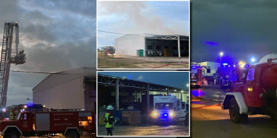 Oko 19 časova u Čelarevu kod Bačke Palanke buknuo je požar u magacinu punom robe.