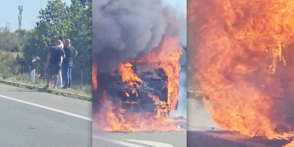 Vozilo u plamenu: Drama na auto-putu Miloš Veliki (VIDEO)