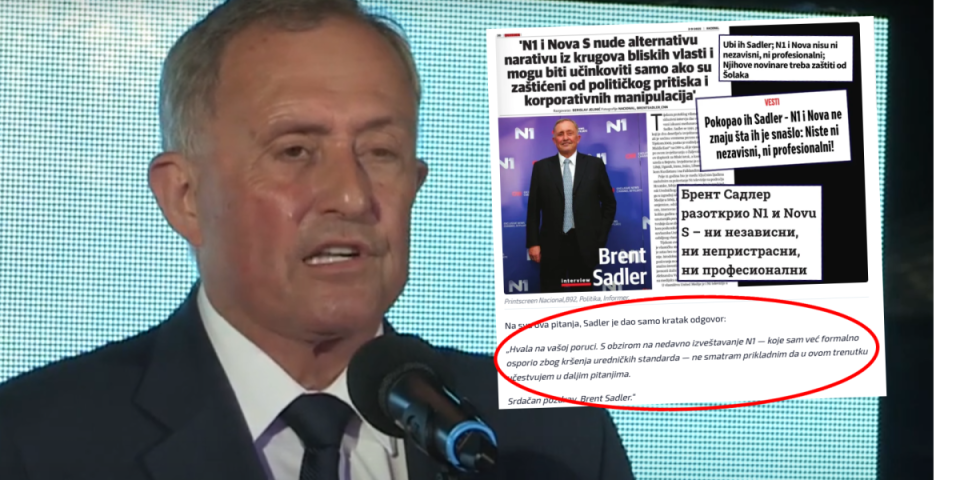 Opet su mu došli na penal! Brent Sadler rasturio N1: Kršite uredničke standarde