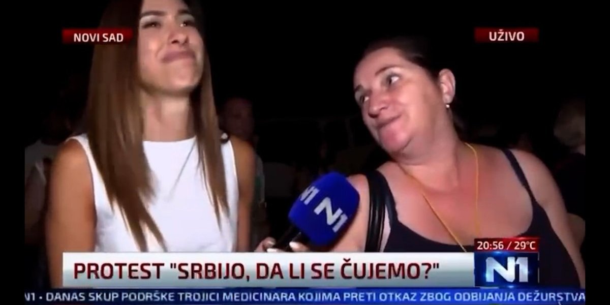 DEBILANA! "Mislim na ono veliko g*vno Vučića!" Blokaderka "briljirala" na N1: Novinarka joj se zahvalila uz osmeh (VIDEO)