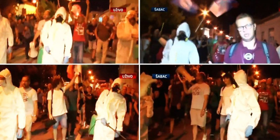 Blokaderi kopiraju propagandu nacista! Izveli dezinfekciju ulica kojima su prošle Vučićeve pristalice (VIDEO)