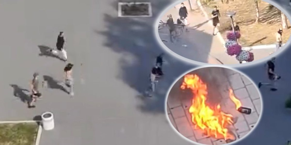 Huligani prave haos u centru Bačke Palanke: Trče maskirani sa palicama i bacaju Molotovljeve koktele (VIDEO)