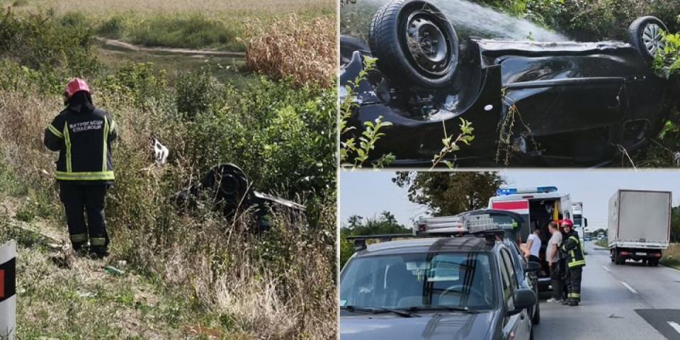 Vozač pukom srećom izbegao tragediju: Saobraćajna nesreća u Čeneju, reagovali vatrogasci (FOTO)