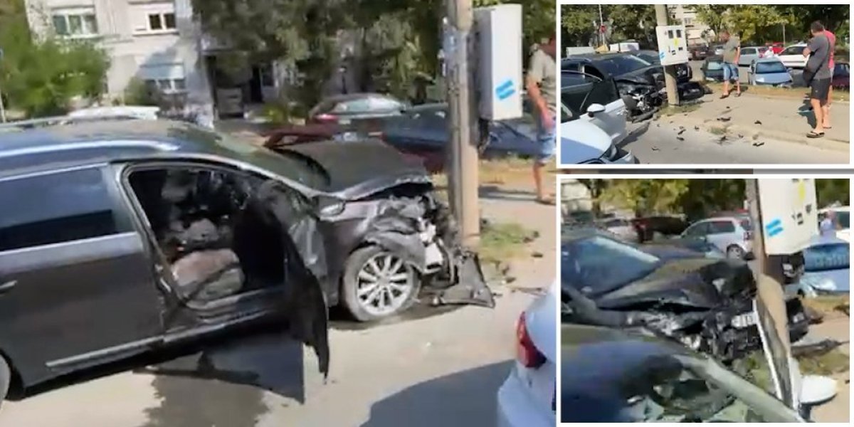 Težak lančani udes u Kumodraškoj: Jedan se zakucao u banderu (VIDEO)