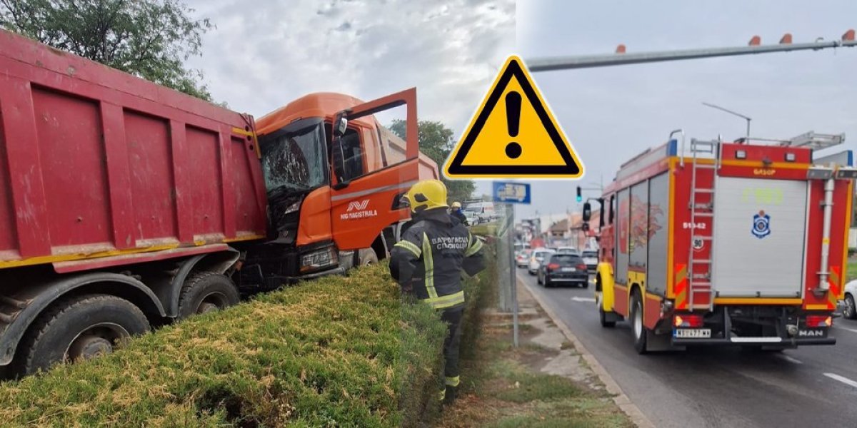 Sudar dva kamiona, iz jednog curi sumnjiva tečnost: Drama u Novom Sadu (FOTO)