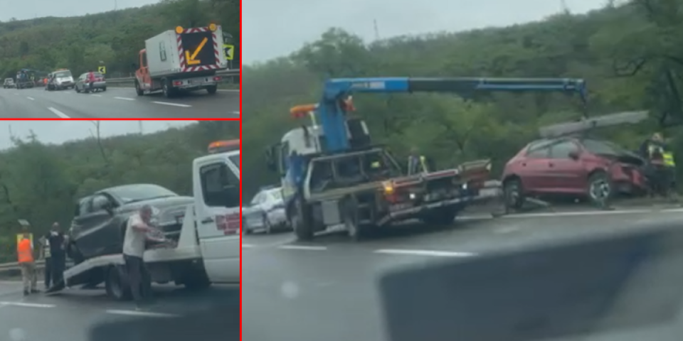Automobil uništen, probio zaštitnu ogradu: Teška nesreća na autoputu kod Beograda (VIDEO)
