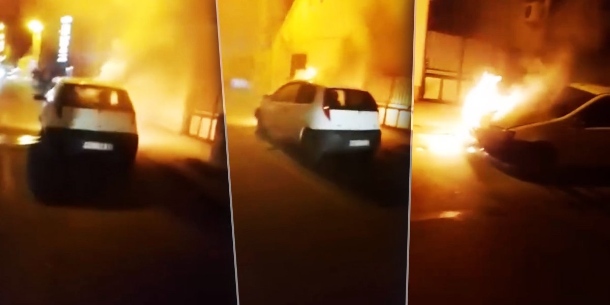 Zapalio se automobil, vatra kulja iz haube: Drama u Rumi (VIDEO)