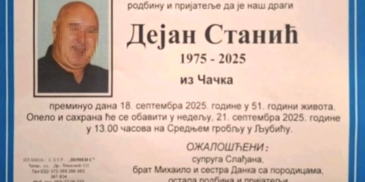 Umrlica za ubijenog Dejana Stanića