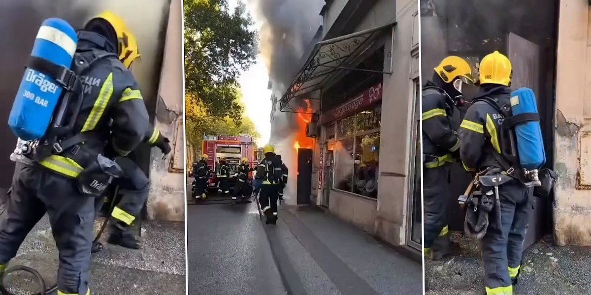 Požar u centru Novog Sada: Plamen guta objekat (VIDEO)
