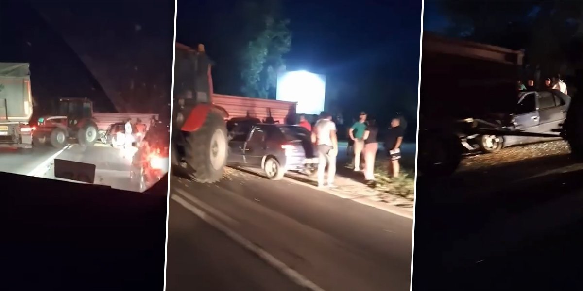 Težak sudar automobila i traktora:  Stvaraju se zastoji, saobraćaj otežan (VIDEO)