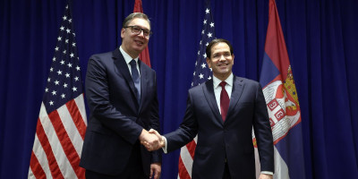 Predsednik Republike Srbije Aleksandar Vučić sastao se sa državnim sekretarom Sjedinjenih Američkih Država Markom Rubiom.