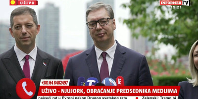 Predsednik Srbije Aleksandar Vučić obratio se medijima nakon govora u Savetu bezbednosti Ujedinjenih nacija.