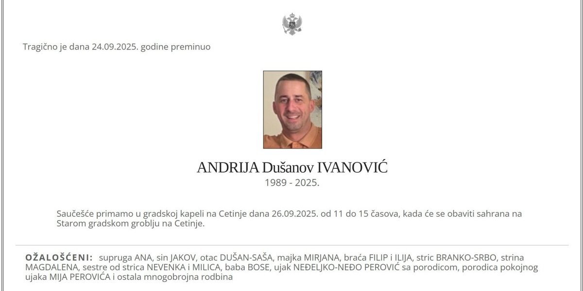 Čitulje za ubijenog Andriju Ivanovića
