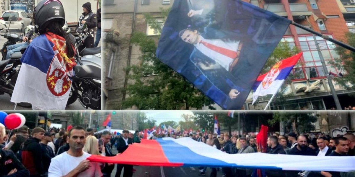 Slobodni građani ispred RTS! Poruke protiv Antife i u čast ubijenog Čarlija Kirka (FOTO)