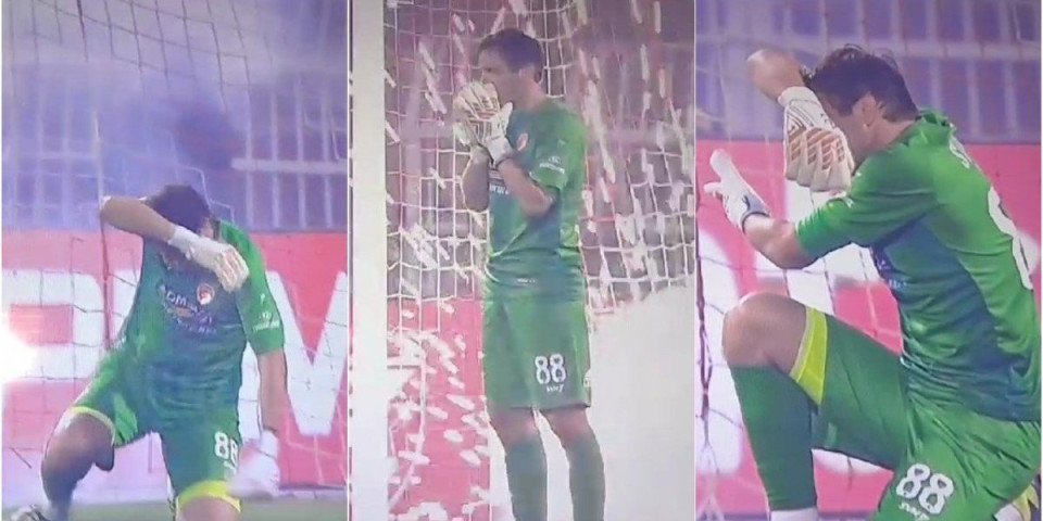 Prekid na "Marakani": Navijači Zvezde gađali Stojkovića, eksplozija pored golmana (VIDEO)