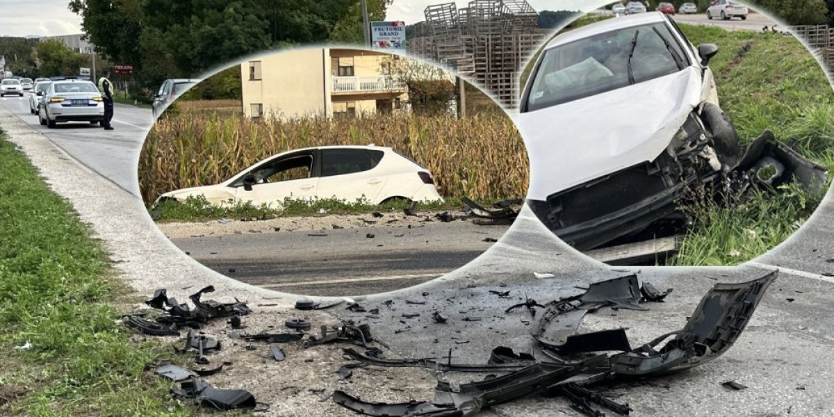 Dve osobe povređene, vozila smrskana: Težak sudar na starom putu Čačak - Kraljevo (FOTO)