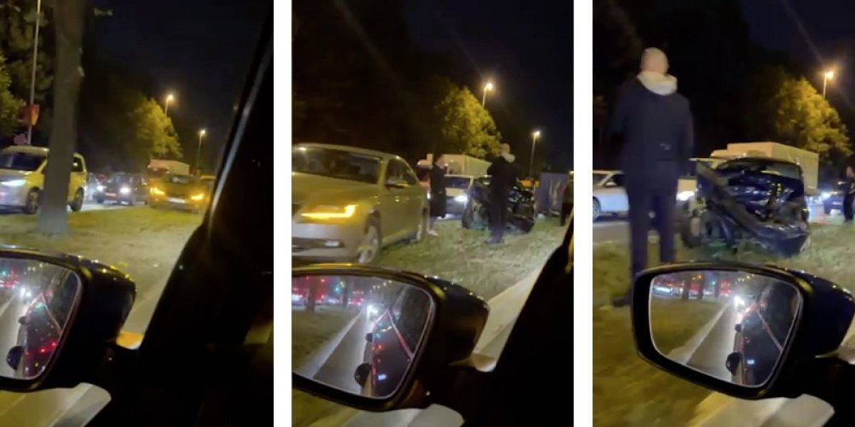 Težak udes u Zemunu: Automobil smrskan, stvara se gužva (VIDEO)