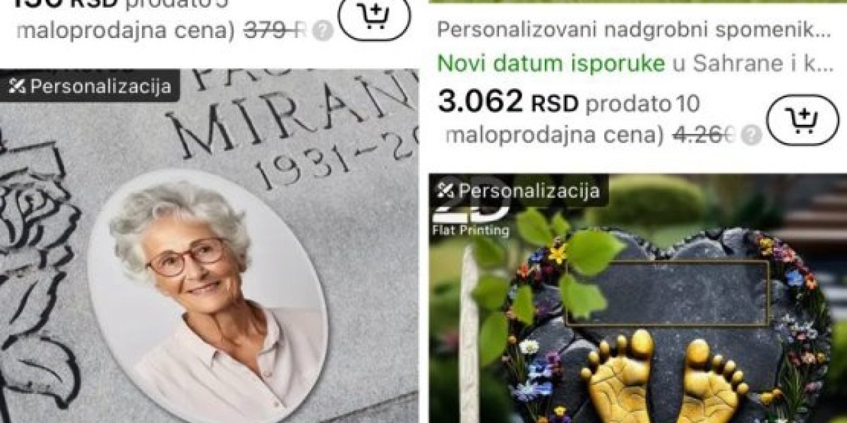 "Temu" u prodaju uvrstio nadgrobne ploče i fotografije