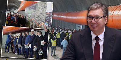 Predsednik Srbije Aleksandar Vučić prisustvovao je danas probijanju tunela Iriški Venac.