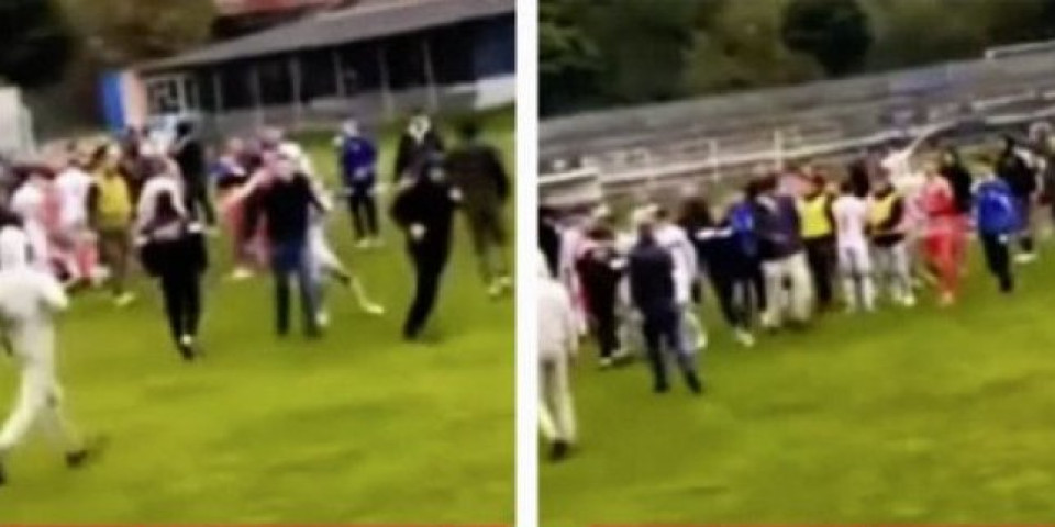 (VIDEO) Haos u srpskom fudbalu: Žestoka makljaža navijača i fudbalera, sevaju pesnice, ne zna se ko koga bije